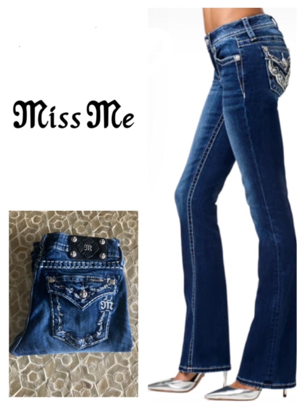 Miss Me embellished boot cut jeans (28)